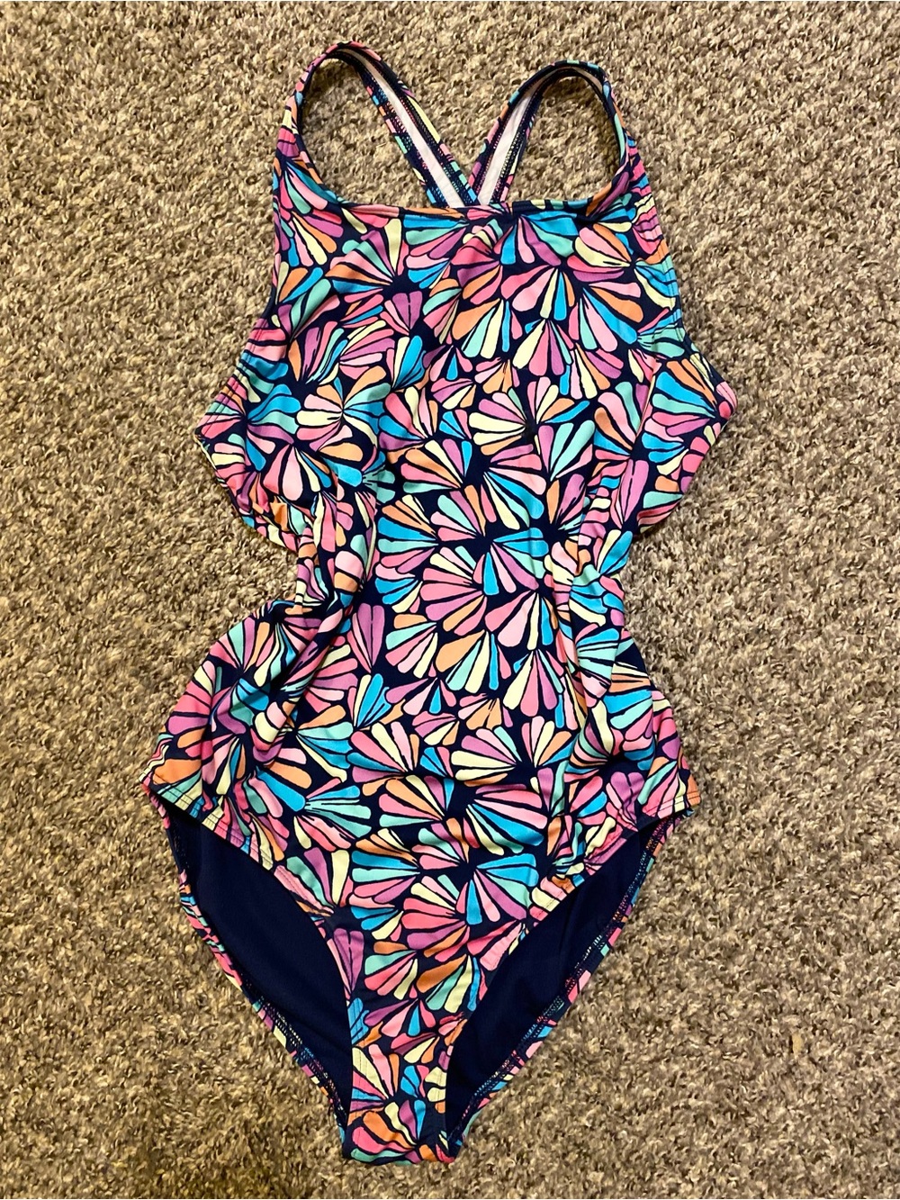 Lands' End Girls' One-Piece Swimsuit in Pink, Blue, Purple